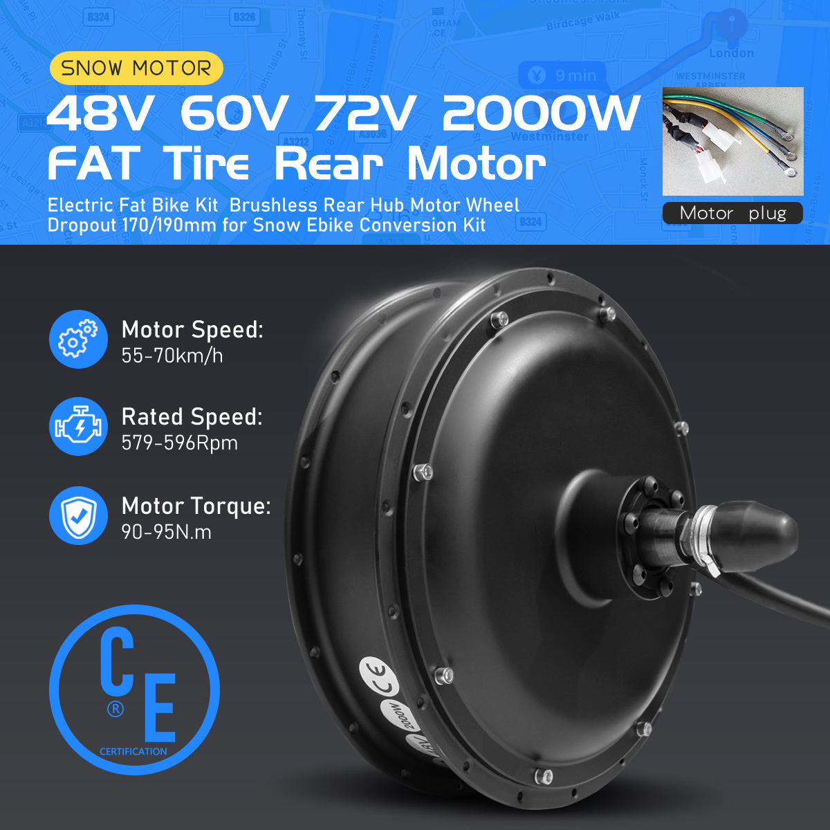 Motor Hub Ban Tebal Sepeda Lis - Fat Tire Ebike Conversion Kit 2000W ulasan dan harga